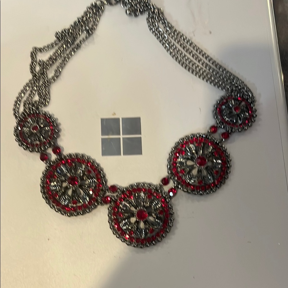 Elegant Red and Silver Necklace